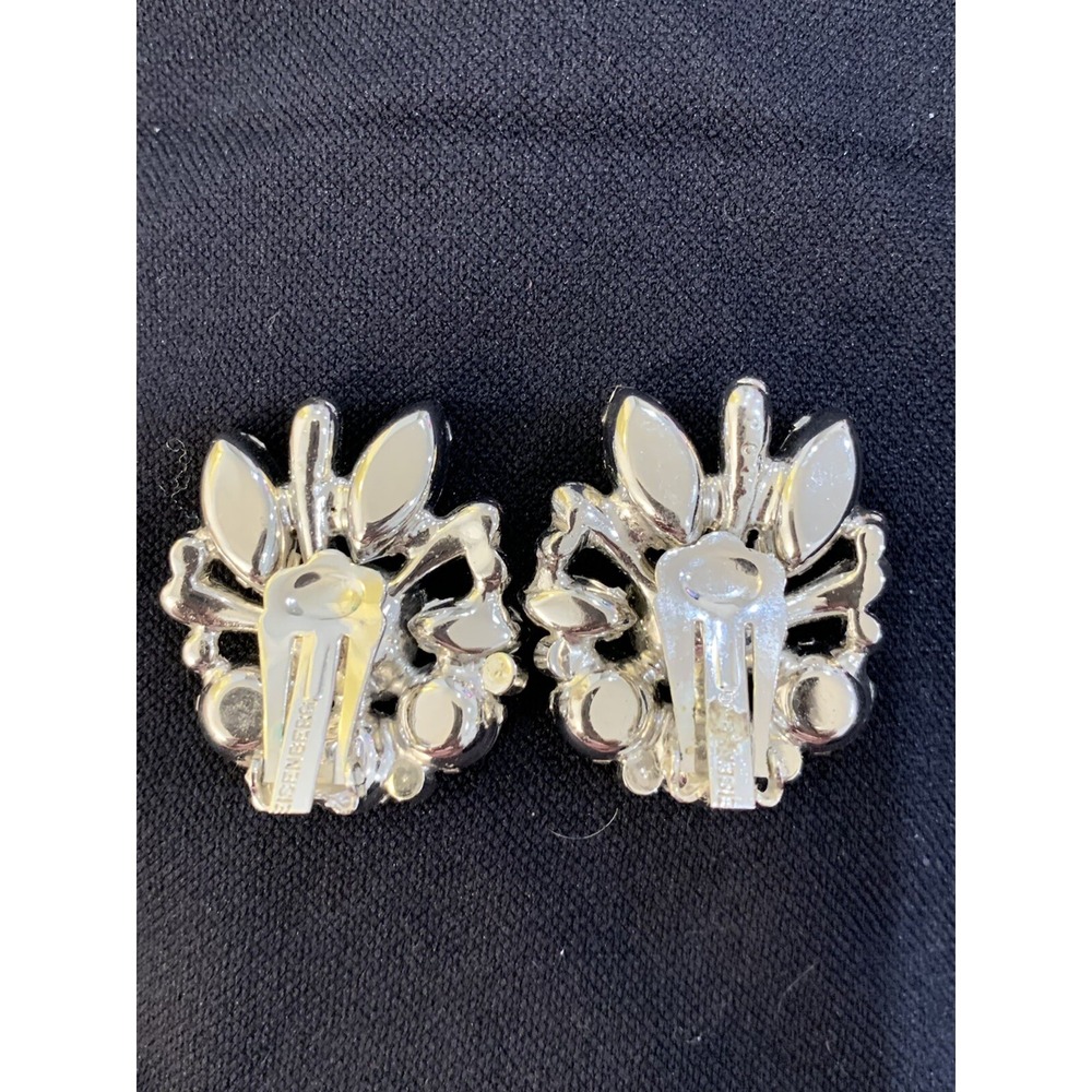 EISENBERG Vintage‎ Crystal Rhinestone Climber Clip-on Earrings Circa 1950 Signed - Picture 7 of 10